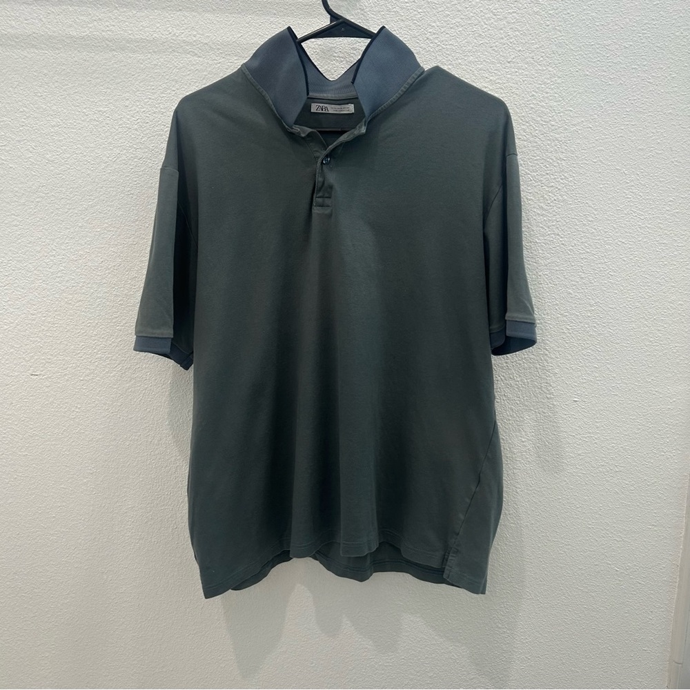 Zara Men’s XL Teal Short Sleeved Polo shirt